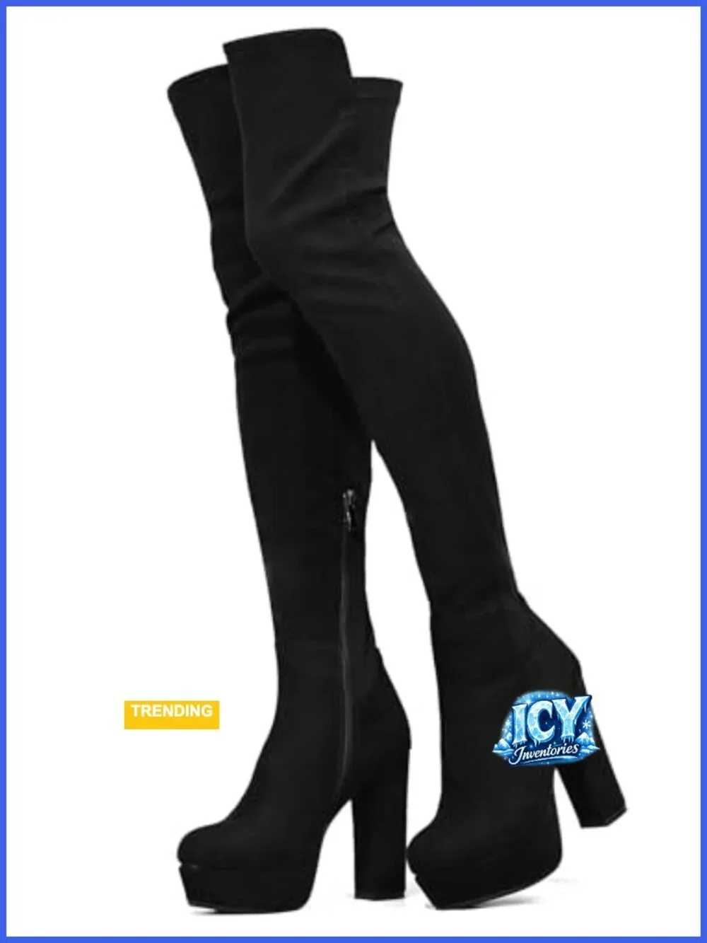 Over the Knee Boots Platform Chunky Heel Side Zipper Faux Suede